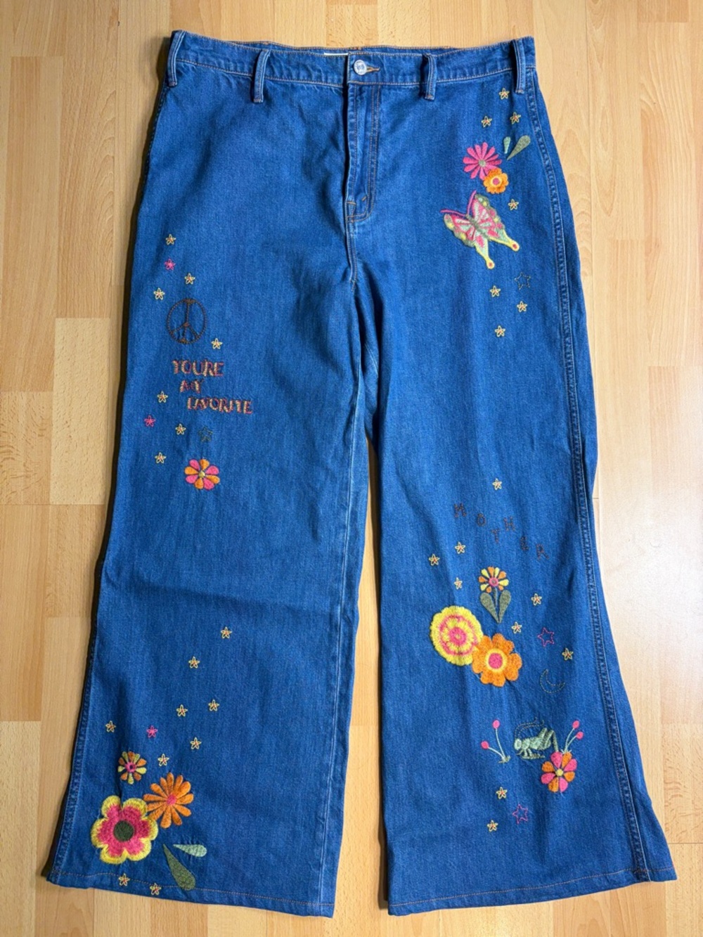 MOTHER The Heyday Hustler Roller Wide Leg in Hodgepodge Floral Embroidery - Picture 6 of 16